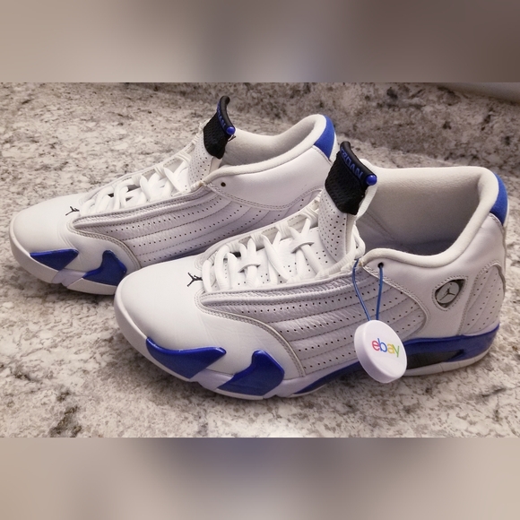 JORDAN 14 XIV 10.5 CLEAN WHITE HYPER ROYAL NIKE AIR AUTHENTIC BLUE RETRO - Picture 1 of 9